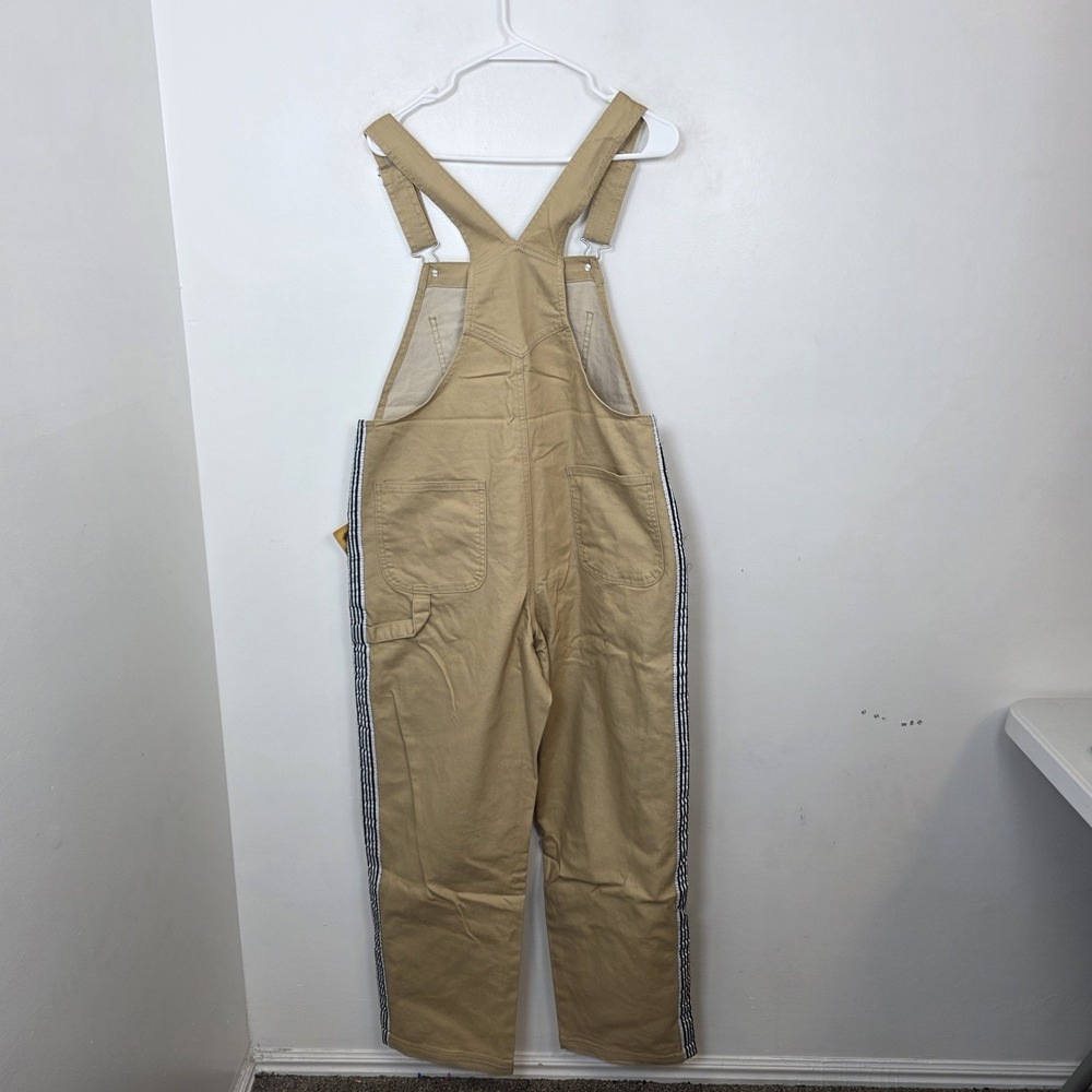 Hybrid & Co. Tan Denim Utility Carpenter Grunge Side Stripes Overalls Size L - Picture 8 of 9